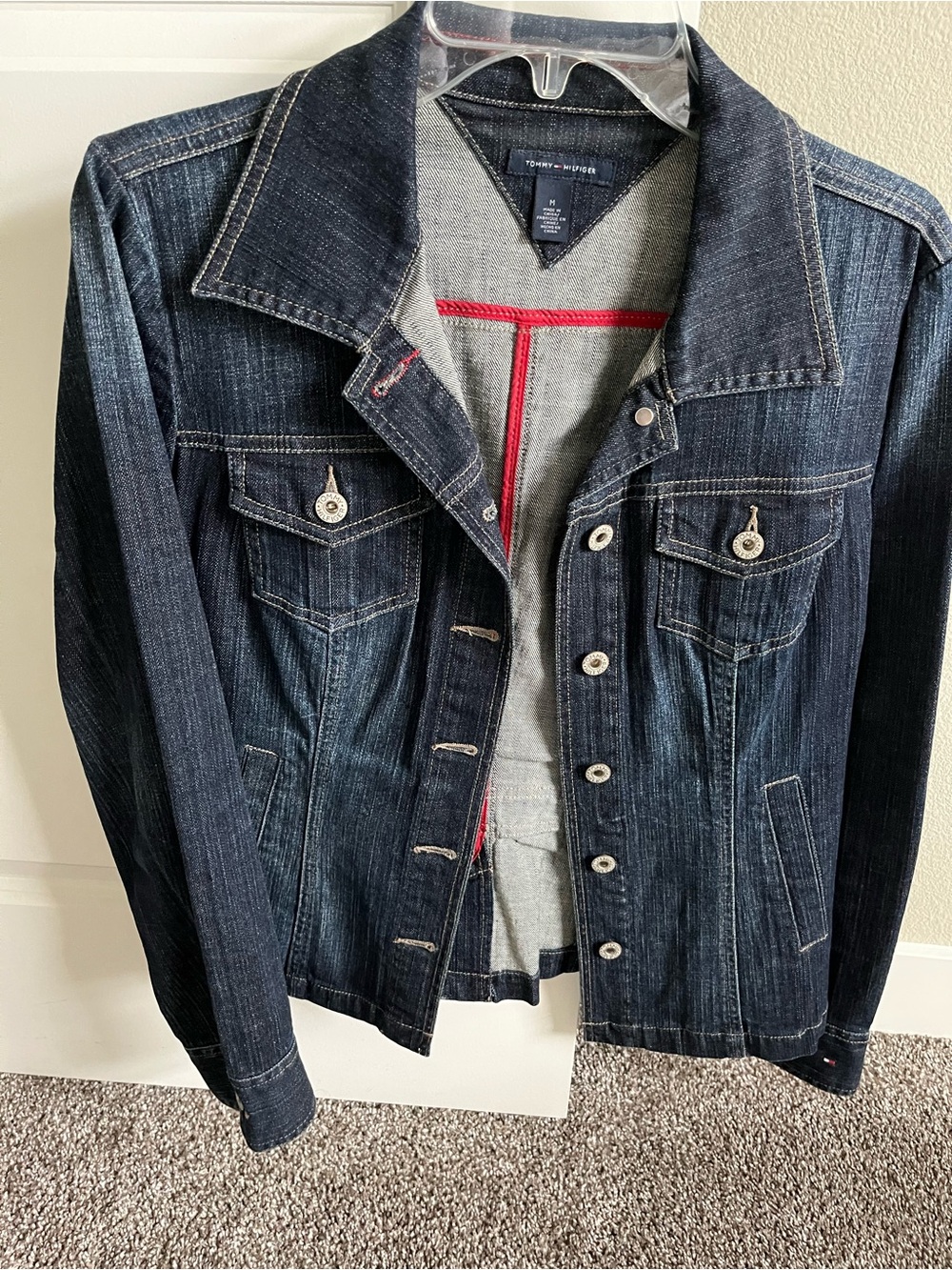 Tommy Hilfiger Navy Denim Jacket with Signature Flag